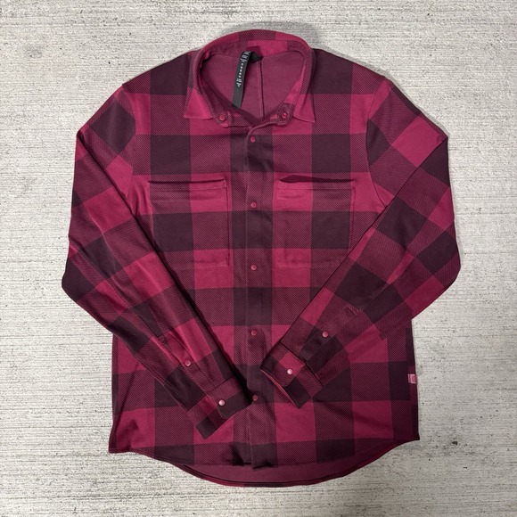 Lululemon Mason's Peak Flannel Shirt Men's Medium Red Plaid Button Up Cabincore - Picture 1 of 10